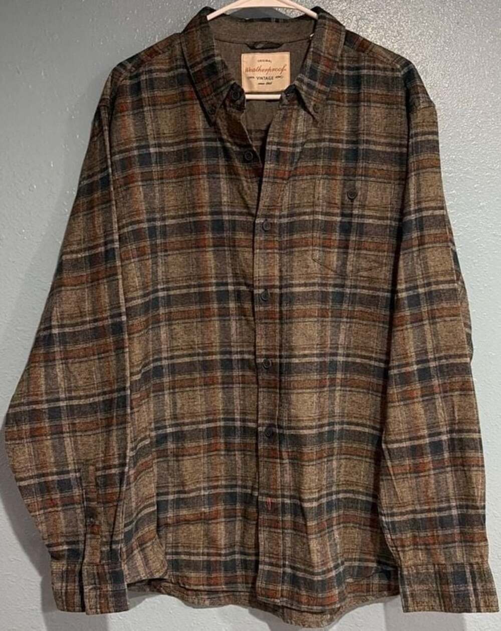 Weatherproof Vintage Men's Long Sleeve Button-Down Plaid Flannel Shirt XL
